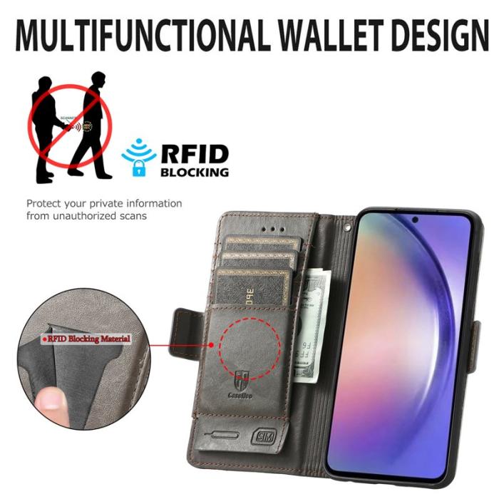 CASENEO - CASENEO Samsung Galaxy A55 5G Fodral PU Läder Ställ Grey