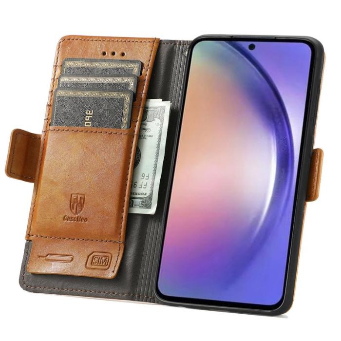 CASENEO - CASENEO Samsung Galaxy A55 5G Fodral PU Läder Ställ Light Brown