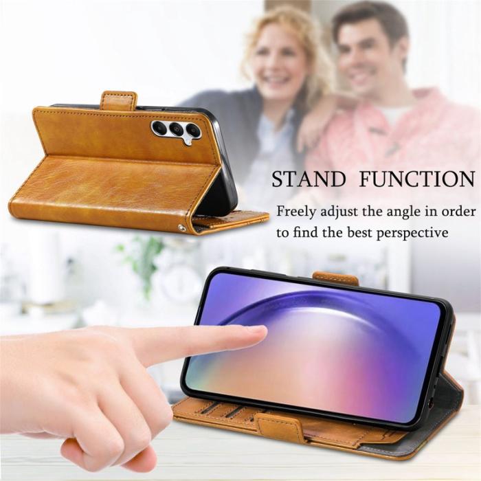 CASENEO - CASENEO Samsung Galaxy A55 5G Fodral PU Läder Ställ Light Brown