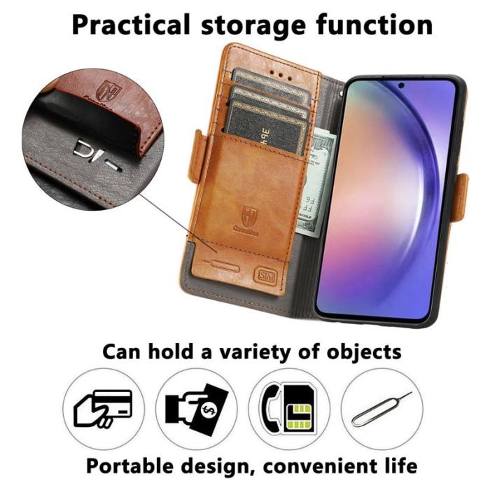 CASENEO - CASENEO Samsung Galaxy A55 5G Fodral PU Läder Ställ Light Brown