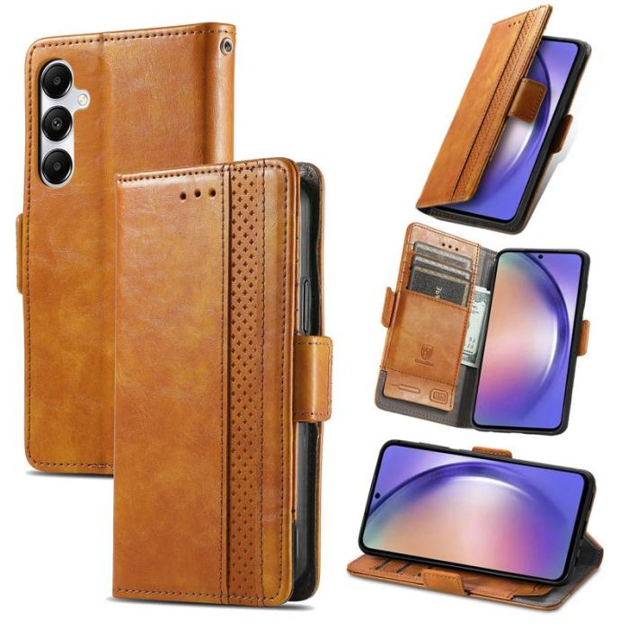 CASENEO - CASENEO Samsung Galaxy A55 5G Fodral PU Läder Ställ Light Brown