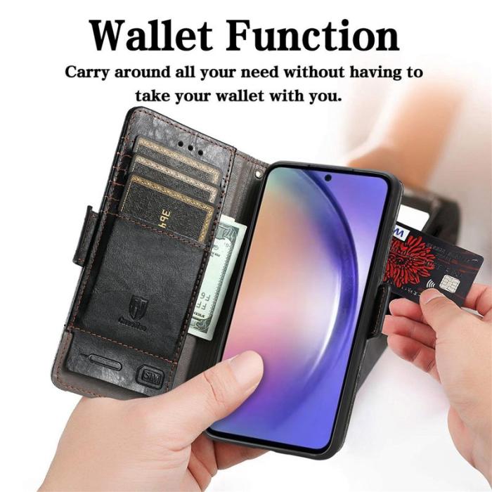 CASENEO - CASENEO Samsung Galaxy A55 5G Fodral PU Läder Ställ Svart