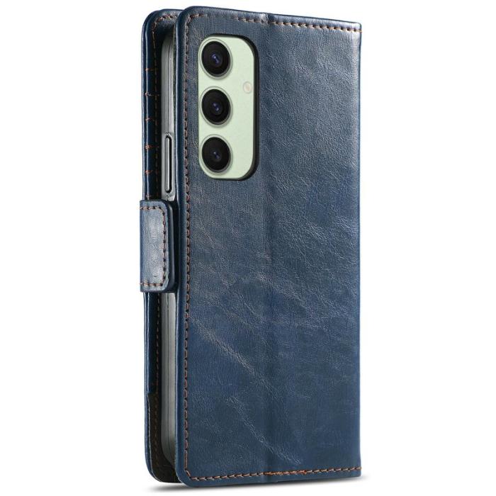CASENEO - CASENEO Samsung Galaxy S24 FE Fodral PU Läder Ställ Dark Blue