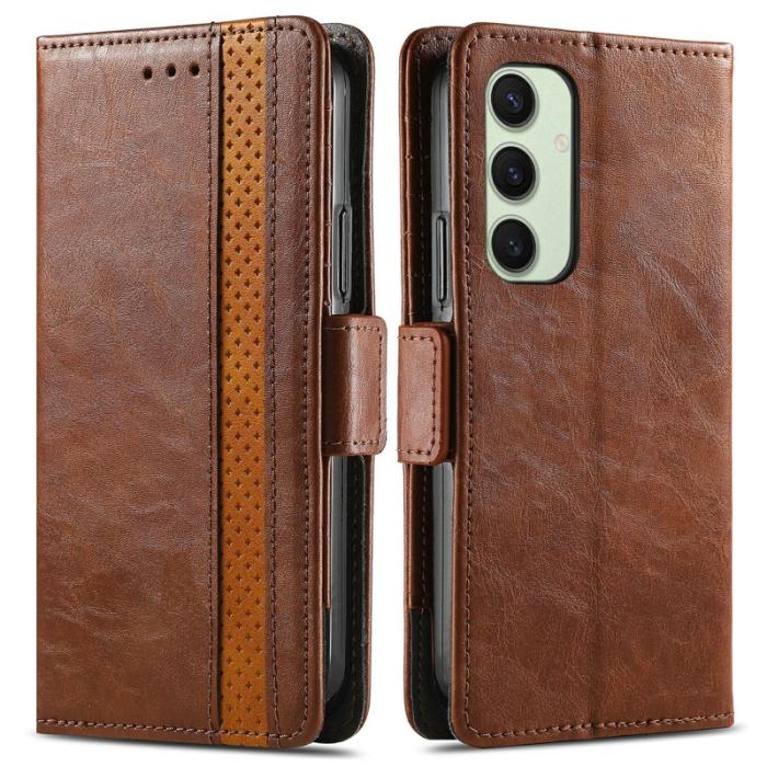 CASENEO - CASENEO Samsung Galaxy S24 FE Fodral PU Läder Ställ Dark Brown