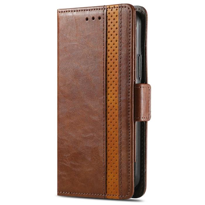 CASENEO - CASENEO Samsung Galaxy S24 FE Fodral PU Läder Ställ Dark Brown