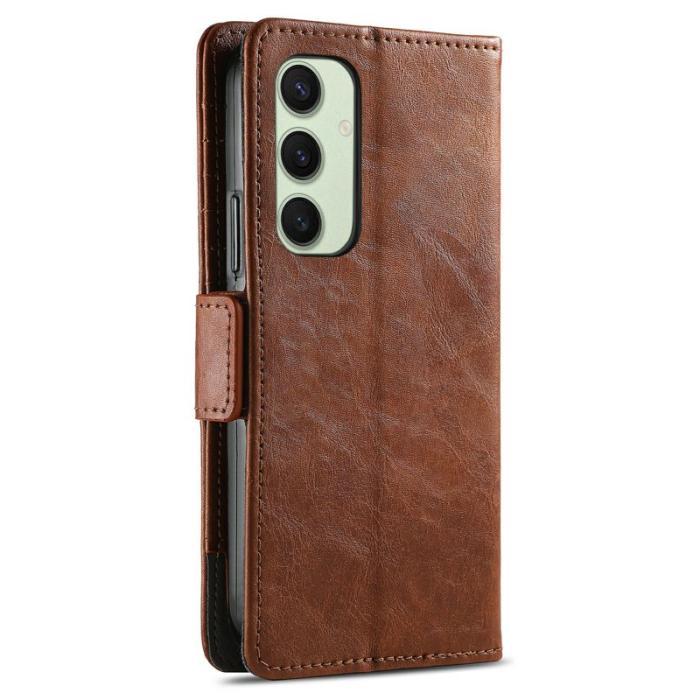 CASENEO - CASENEO Samsung Galaxy S24 FE Fodral PU Läder Ställ Dark Brown