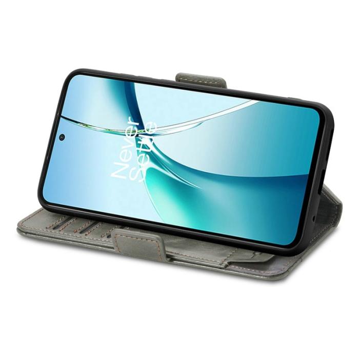 CASENEO - CASENEO Samsung Galaxy S24 FE Fodral PU Läder Ställ Grey