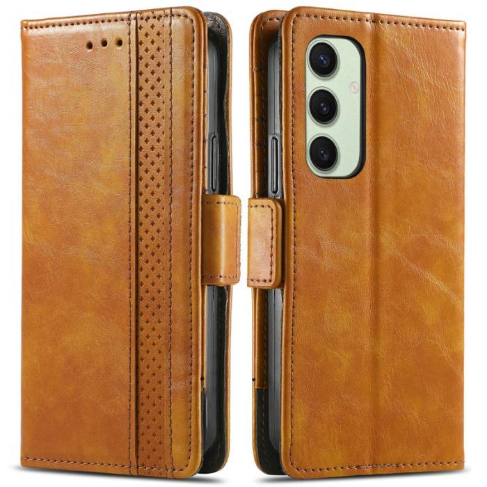CASENEO - CASENEO Samsung Galaxy S24 FE Fodral PU Läder Ställ Light Brown