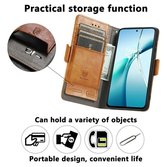 CASENEO - CASENEO Samsung Galaxy S24 FE Fodral PU Läder Ställ Light Brown