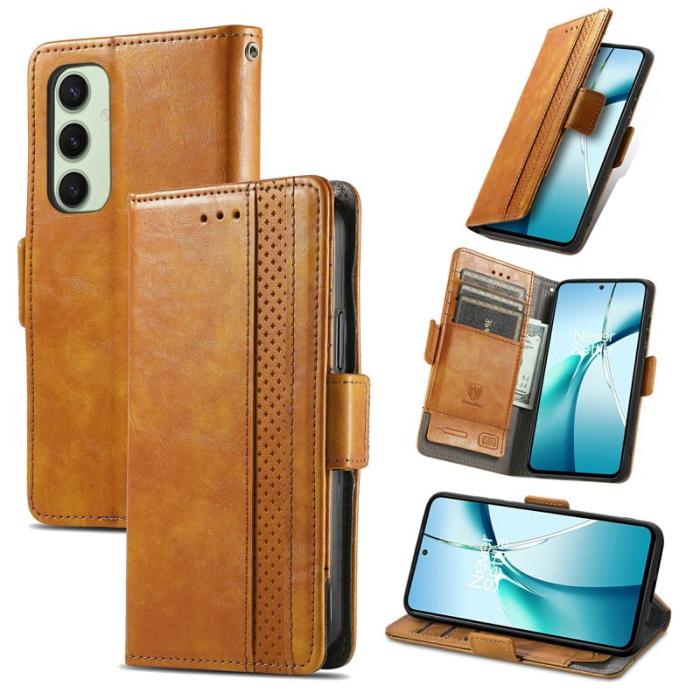 CASENEO - CASENEO Samsung Galaxy S24 FE Fodral PU Läder Ställ Light Brown