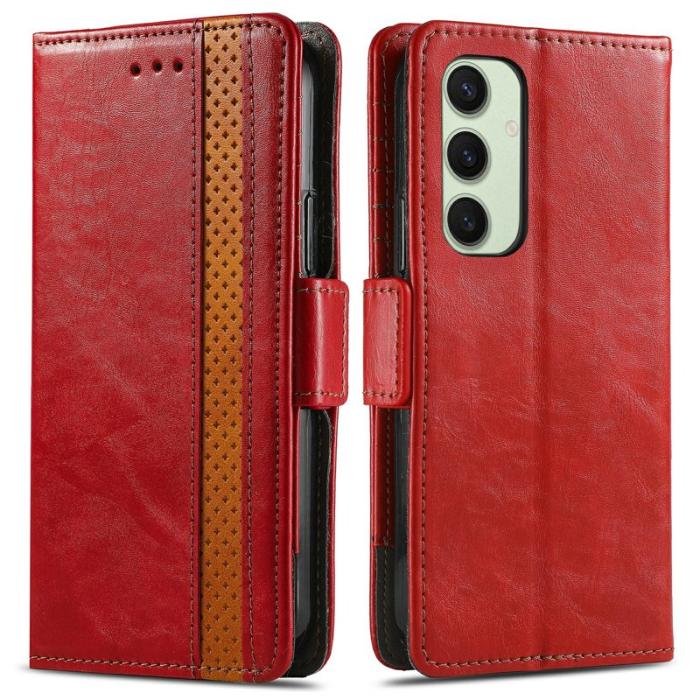 CASENEO - CASENEO Samsung Galaxy S24 FE Fodral PU Läder Ställ - Röd