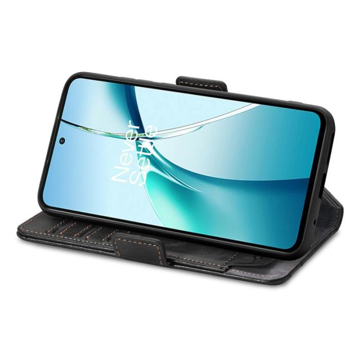 CASENEO - CASENEO Samsung Galaxy S24 FE Skal PU Läder Ställ med RFID Svart