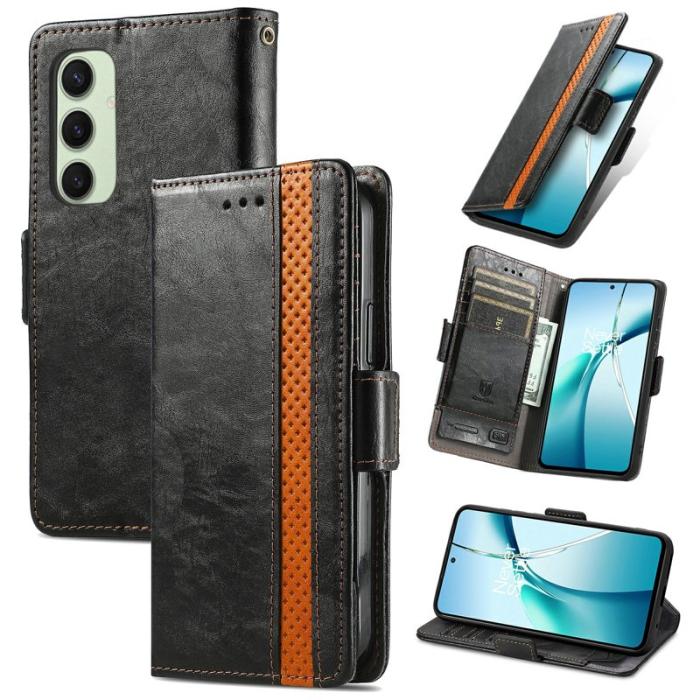 CASENEO - CASENEO Samsung Galaxy S24 FE Skal PU Läder Ställ med RFID Svart