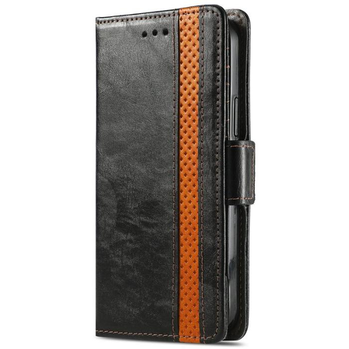 CASENEO - CASENEO Samsung Galaxy S24 FE Skal PU Läder Ställ med RFID Svart