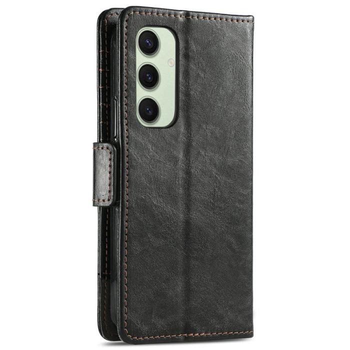 CASENEO - CASENEO Samsung Galaxy S24 FE Skal PU Läder Ställ med RFID Svart