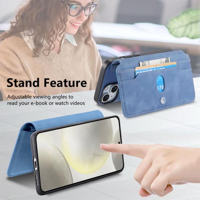 CASENEO - CASENEO Samsung Galaxy S25 Fodral Äkta läder - Blå