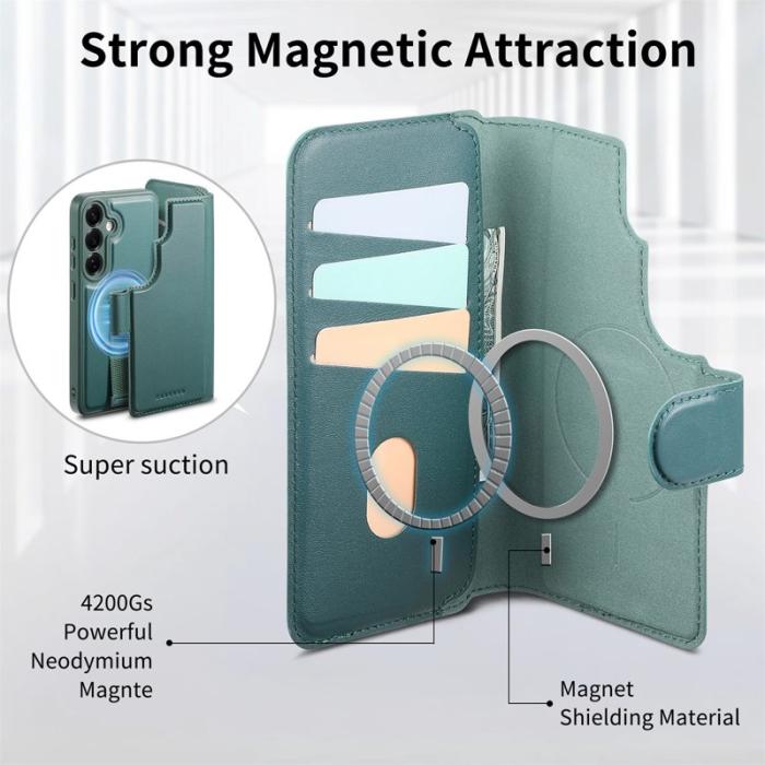 CASENEO - CASENEO Samsung Galaxy S25 Fodral Äkta läder - Grön