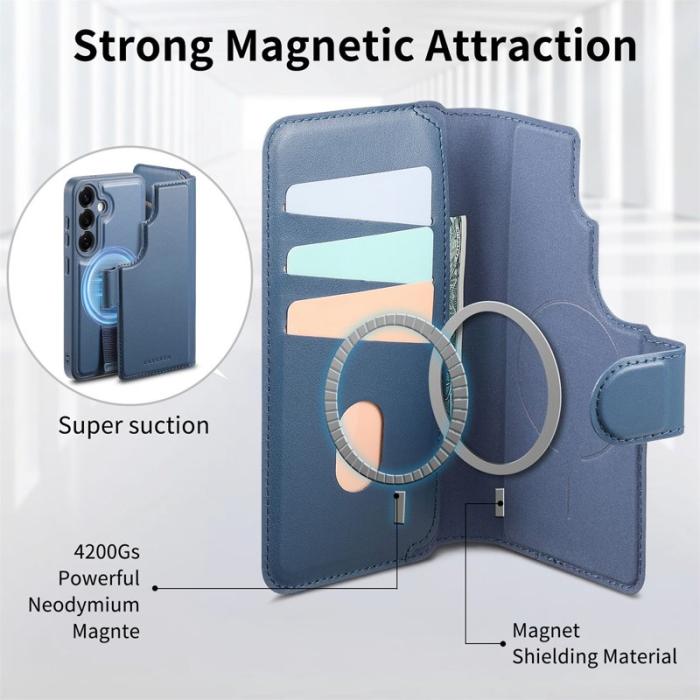CASENEO - CASENEO Samsung Galaxy S25 Fodral Äkta läder - Blå