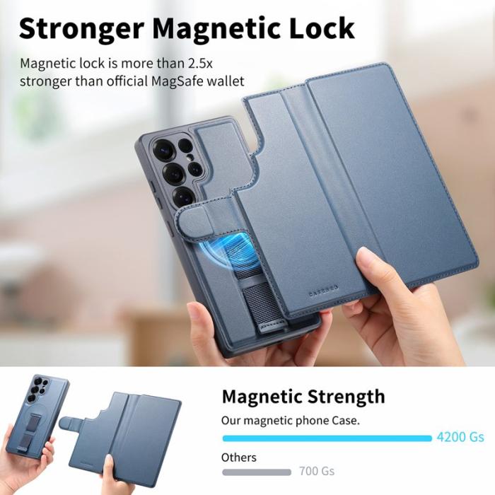 CASENEO - CASENEO Samsung Galaxy S25 Ultra Fodral Äkta läder - Blå