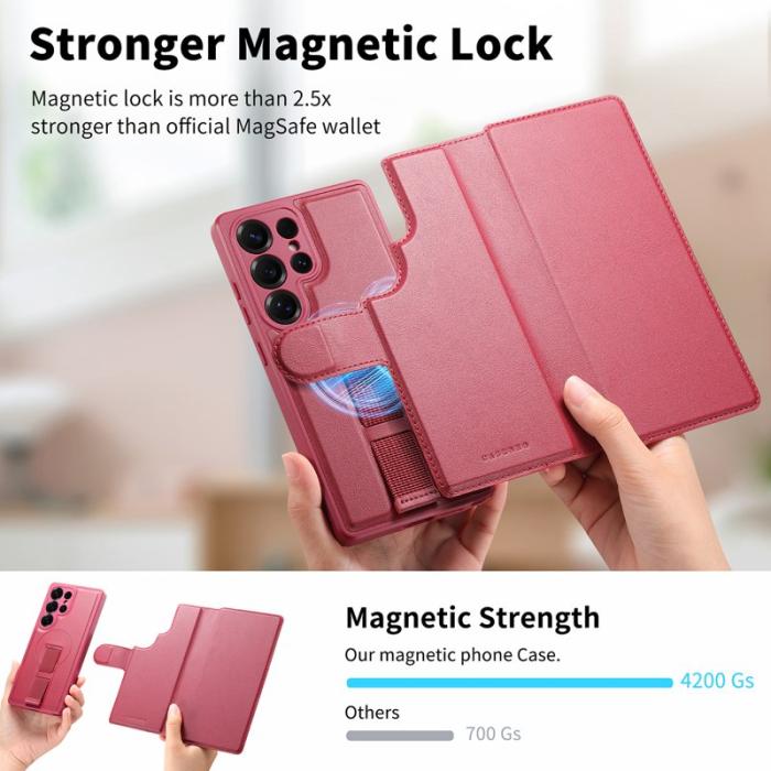 CASENEO - CASENEO Samsung Galaxy S25 Ultra Fodral Äkta läder - Röd