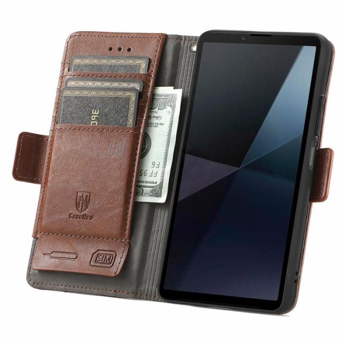 CASENEO - CASENEO Sony Xperia 10 VI Fodral PU Läder med RFID - Mörkbrun