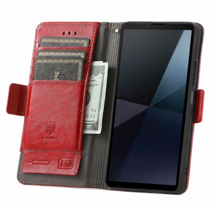 CASENEO - CASENEO Sony Xperia 10 VI Fodral PU Läder med RFID Röd