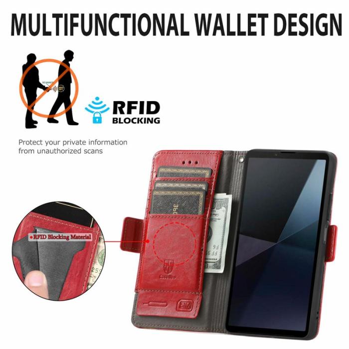 CASENEO - CASENEO Sony Xperia 10 VI Fodral PU Läder med RFID Röd