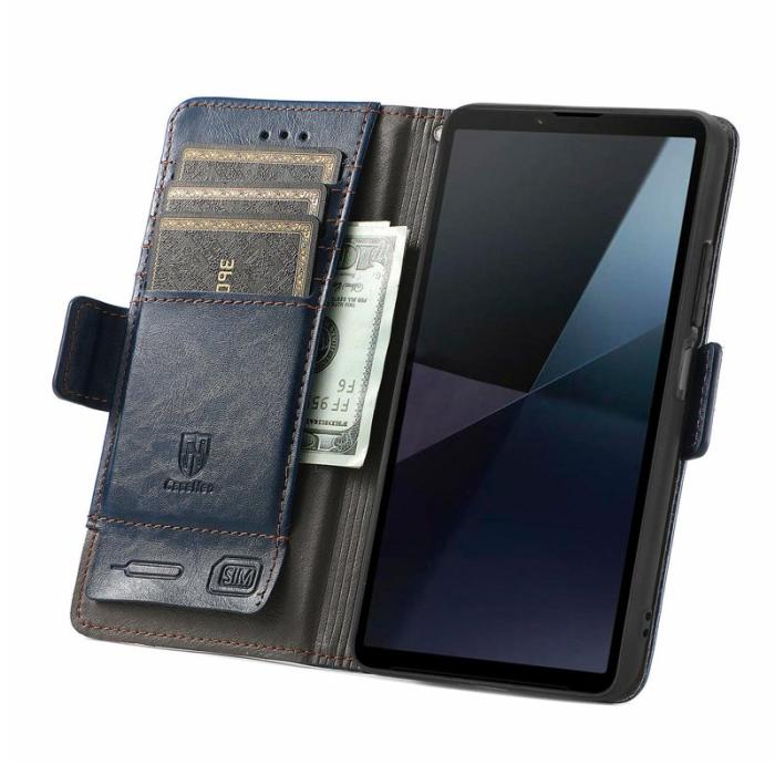 CASENEO - CASENEO Sony Xperia 10 VI Fodral PU Läder Ställ Dark Blue
