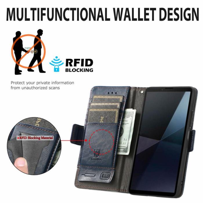 CASENEO - CASENEO Sony Xperia 10 VI Fodral PU Läder Ställ Dark Blue