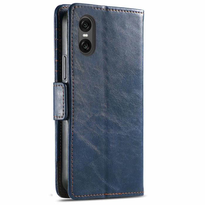 CASENEO - CASENEO Sony Xperia 10 VI Fodral PU Läder Ställ Dark Blue