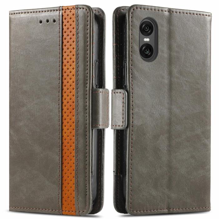 CASENEO - CASENEO Sony Xperia 10 VI Fodral PU Läder Ställ Grey