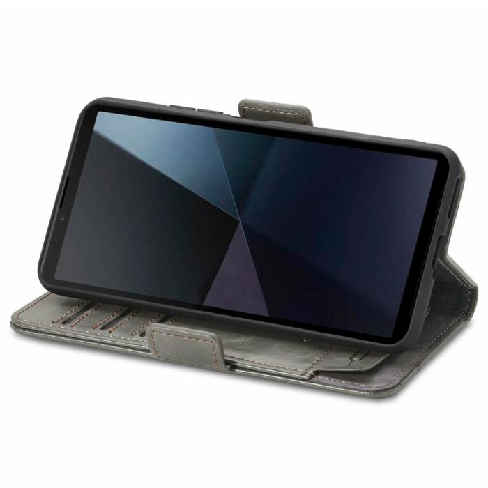 CASENEO - CASENEO Sony Xperia 10 VI Fodral PU Läder Ställ Grey
