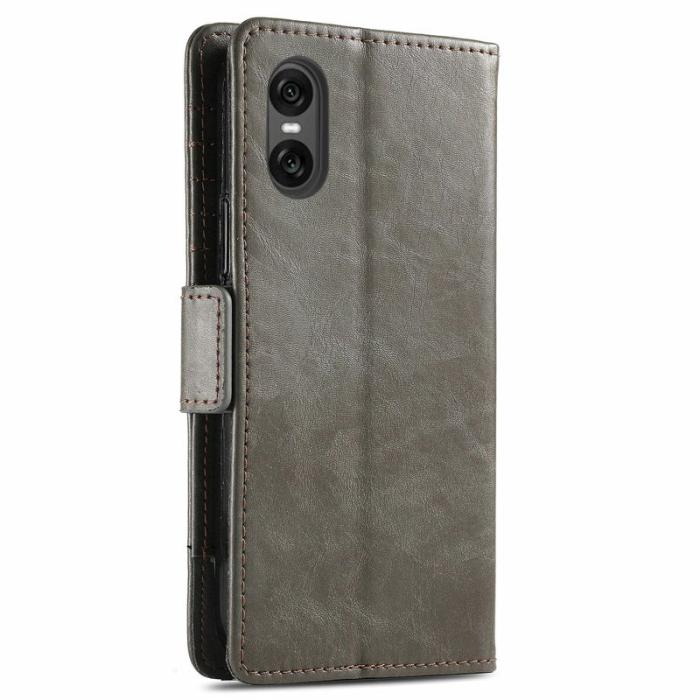 CASENEO - CASENEO Sony Xperia 10 VI Fodral PU Läder Ställ Grey