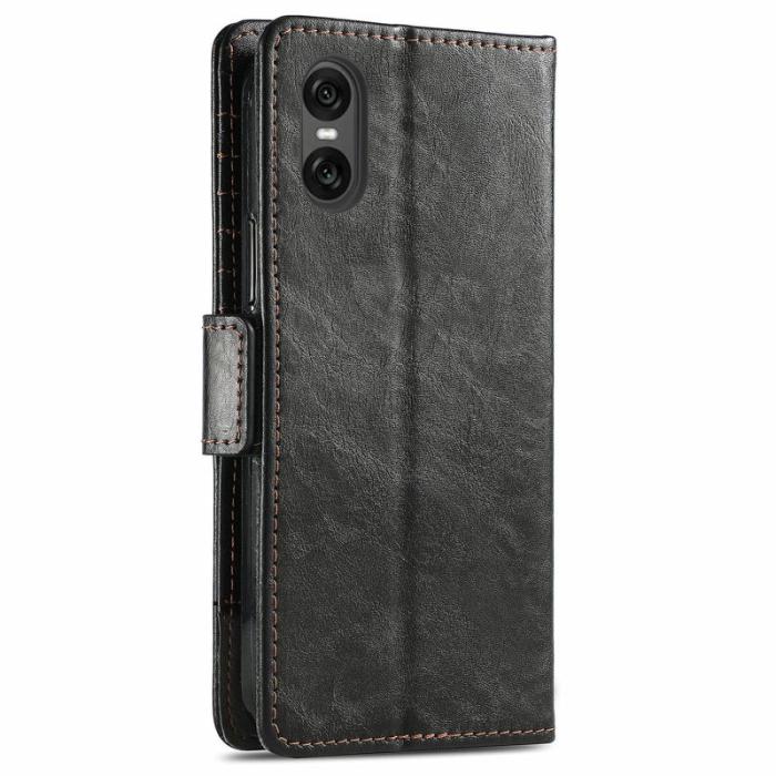 CASENEO - CASENEO Sony Xperia 10 VI Fodral PU Läder Ställ med RFID - Svart