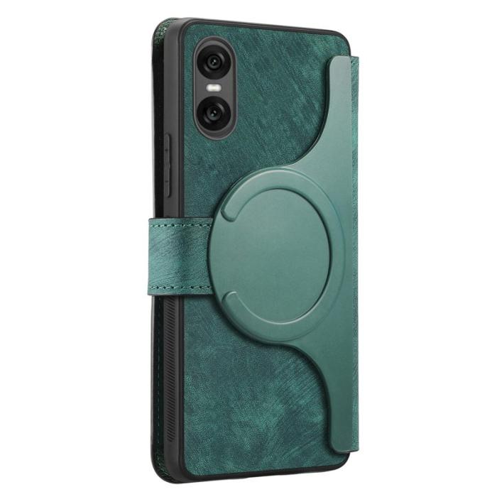 CASENEO - CASENEO Sony Xperia 10 VI Magnetiskt Fodral Läder - Grön