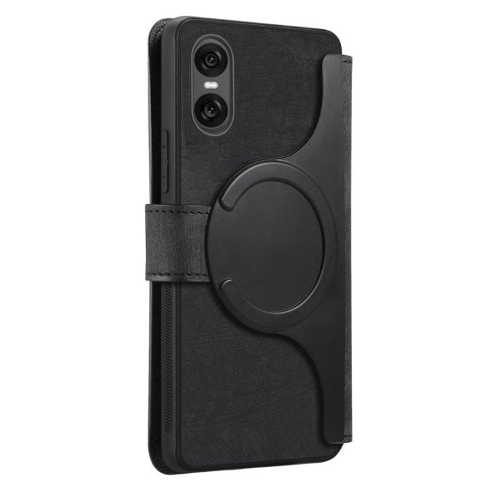 CASENEO - CASENEO Sony Xperia 10 VI Magnetiskt Fodral Läder Svart