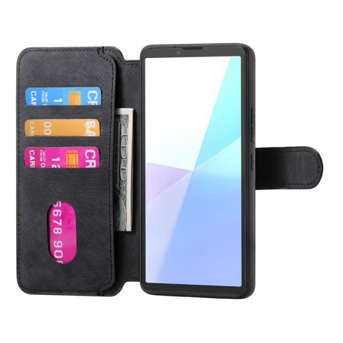 CASENEO - CASENEO Sony Xperia 10 VI Magnetiskt Fodral Läder Svart