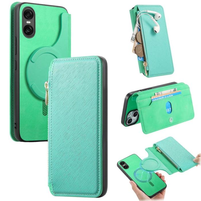 CASENEO - CASENEO Sony Xperia 10 VI Skal Läder Avtagbar Magnet Grön