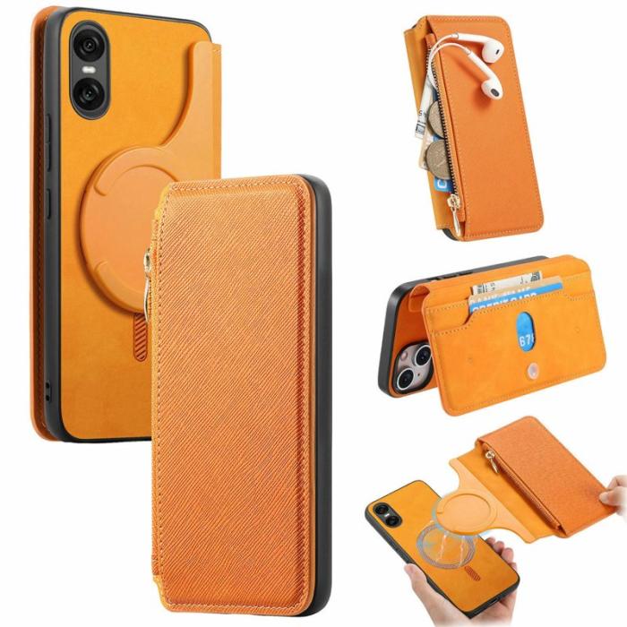 CASENEO - CASENEO Sony Xperia 10 VI Skal Läder Avtagbar Magnet Gul