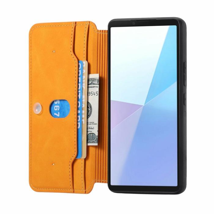 CASENEO - CASENEO Sony Xperia 10 VI Skal Läder Avtagbar Magnet Gul