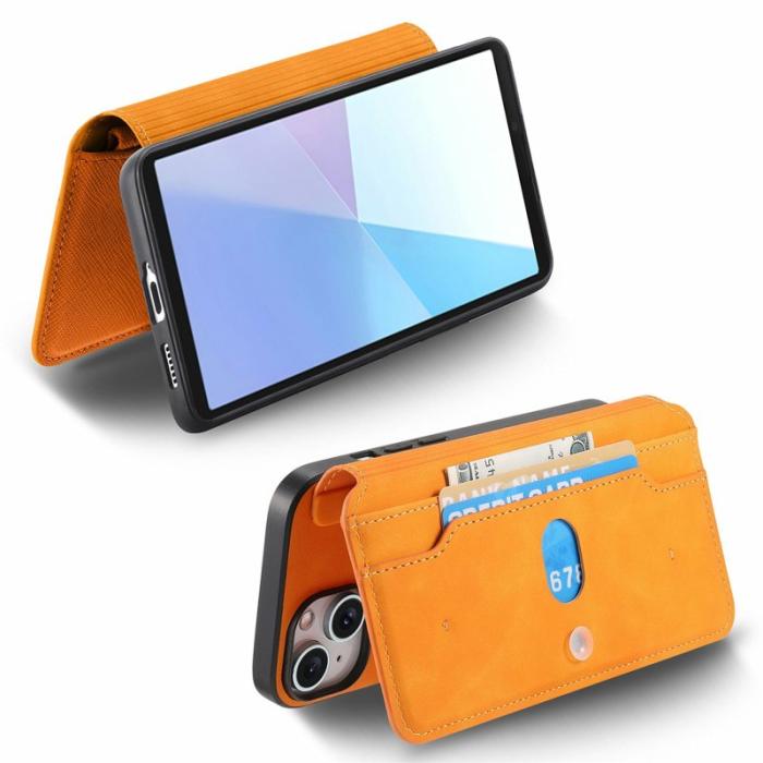 CASENEO - CASENEO Sony Xperia 10 VI Skal Läder Avtagbar Magnet Gul