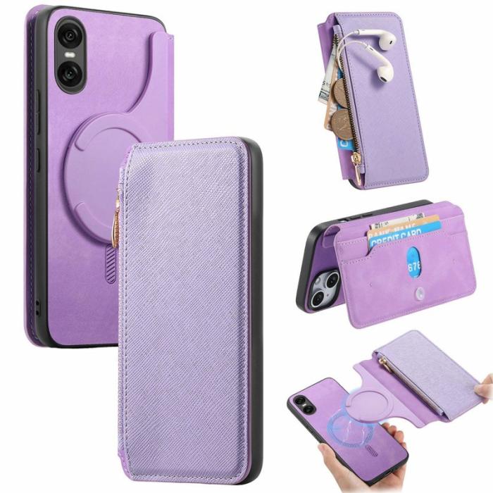 CASENEO - CASENEO Sony Xperia 10 VI Skal Läder Avtagbar Magnetisk Lila