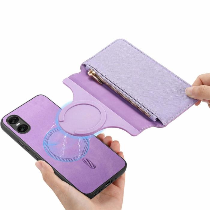 CASENEO - CASENEO Sony Xperia 10 VI Skal Läder Avtagbar Magnetisk Lila