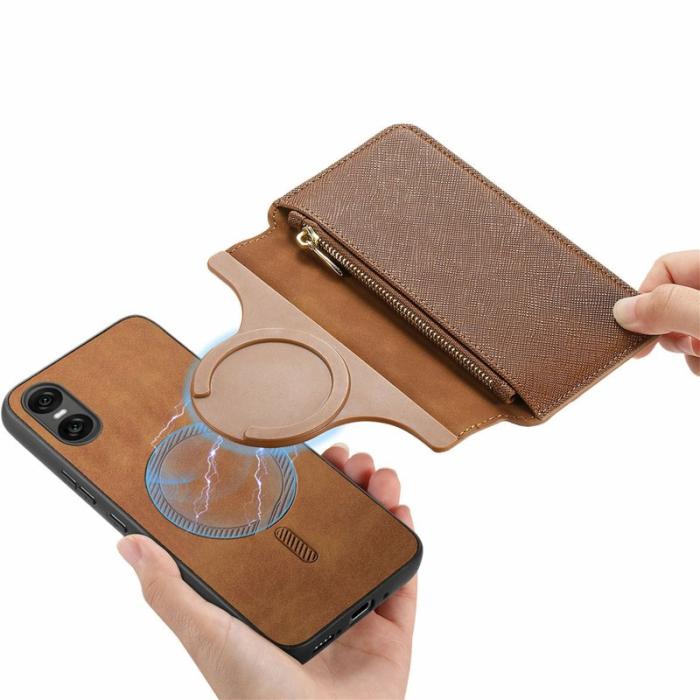 CASENEO - CASENEO Sony Xperia 10 VI Skal Läder Avtagbart Magnetiskt Brun