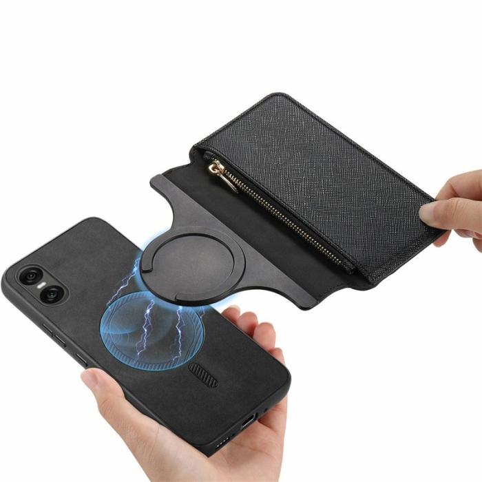 CASENEO - CASENEO Sony Xperia 10 VI Skal Läder Detachable Magnetisk Svart