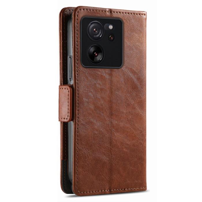 CASENEO - CASENEO Xiaomi 13T / 13T Pro Skal Äkta läder - Mörkbrun