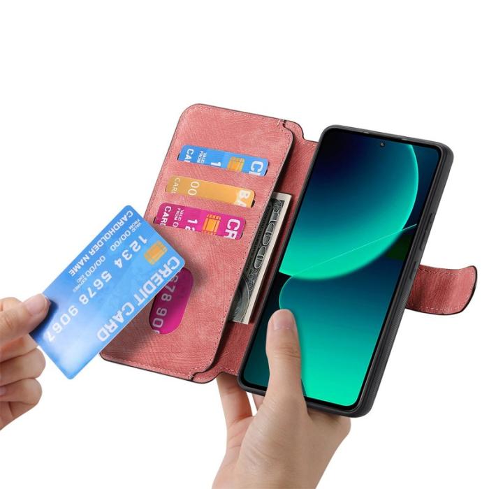 CASENEO - CASENEO Xiaomi 13T Fodral - Äkta läder - Detachable - Rosa