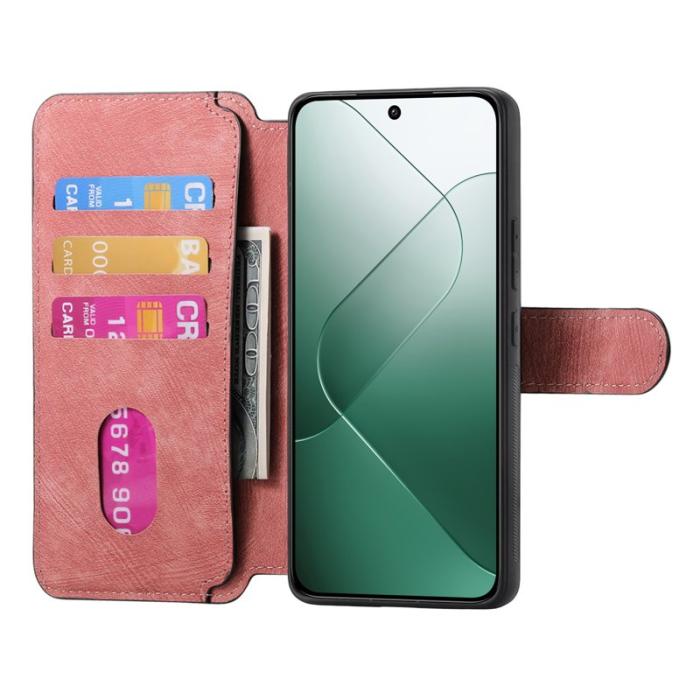 CASENEO - CASENEO Xiaomi 14 Magnetisk Fodral i Läder - Rosa