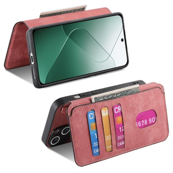 CASENEO - CASENEO Xiaomi 14 Magnetisk Fodral i Läder - Rosa