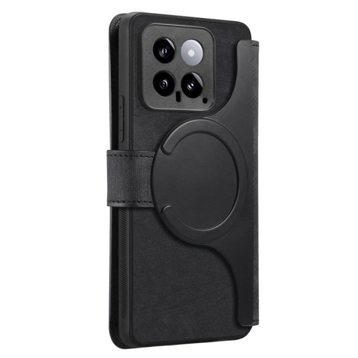 CASENEO - CASENEO Xiaomi 14 Magnetisk Fodral Läder Plånbok Svart